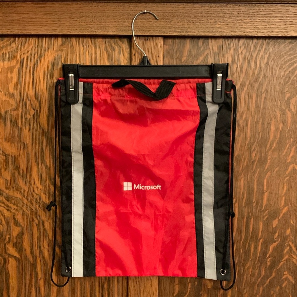 Microsoft Red Drawstring Backpack With Reflectors - image 1